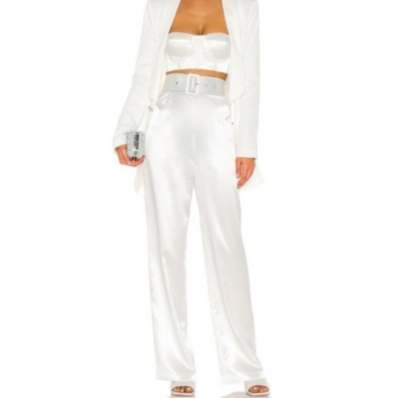 Bronx and Banco White Satin Capri Blanc Pants sz US 8